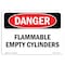 Signmission Safety Sign, OSHA Danger, 3.5" Height, 5" Width, Flammable Empty Cylinders, Landscape OS-DS-D-35-L-2054 - alternate 1